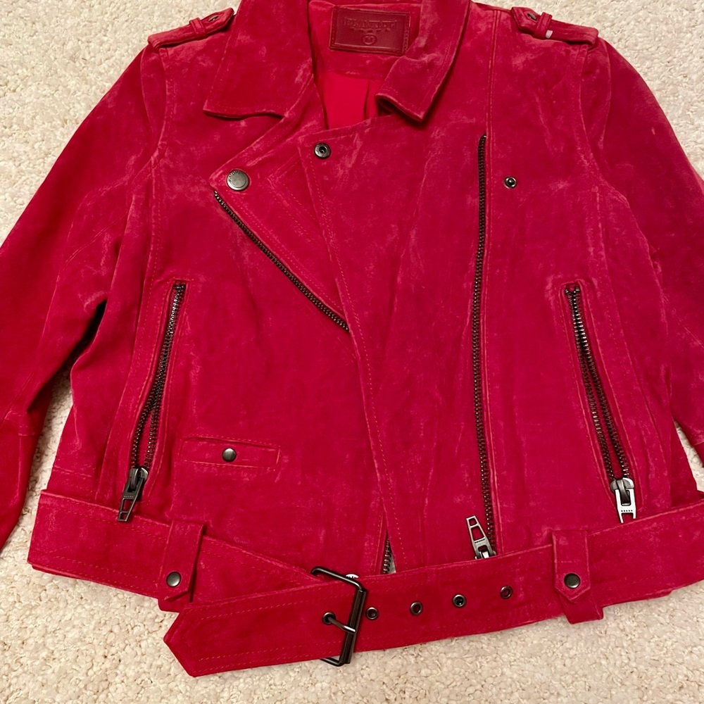 BLANKNYC Red Suede Moto Jacket